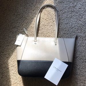 L.K.Bennett Marcia Taupe/Black Leather Tote Bag